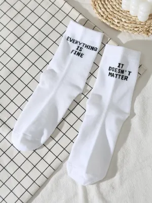 Everything is Fine Crew Socks Silly Socks for Women Funky Socks Funny Socks