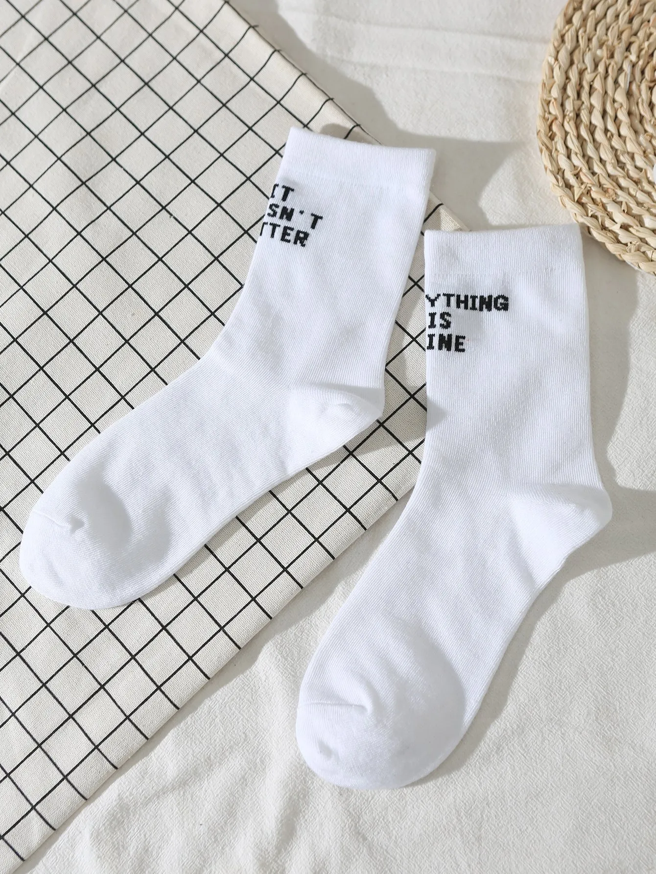 Everything is Fine Crew Socks Silly Socks for Women Funky Socks Funny Socks