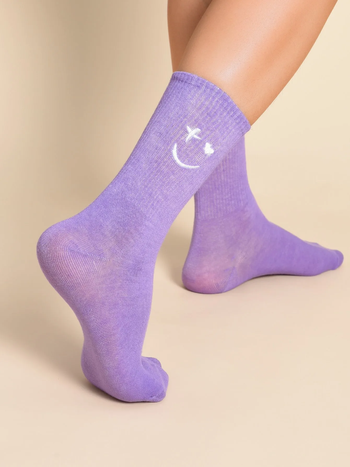 Expression Embroidered Purple Socks Funny Socks for Women Novelty Socks Funky