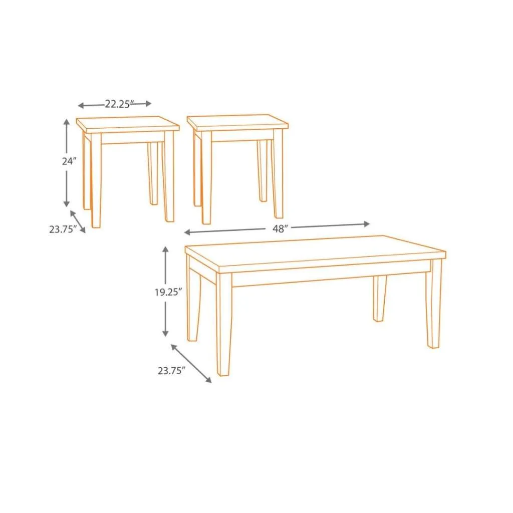 Faux Marble Top Table Set with Tapered Wooden Legs, Set of Three, Black and Gray - T204-13 By Casagear Home