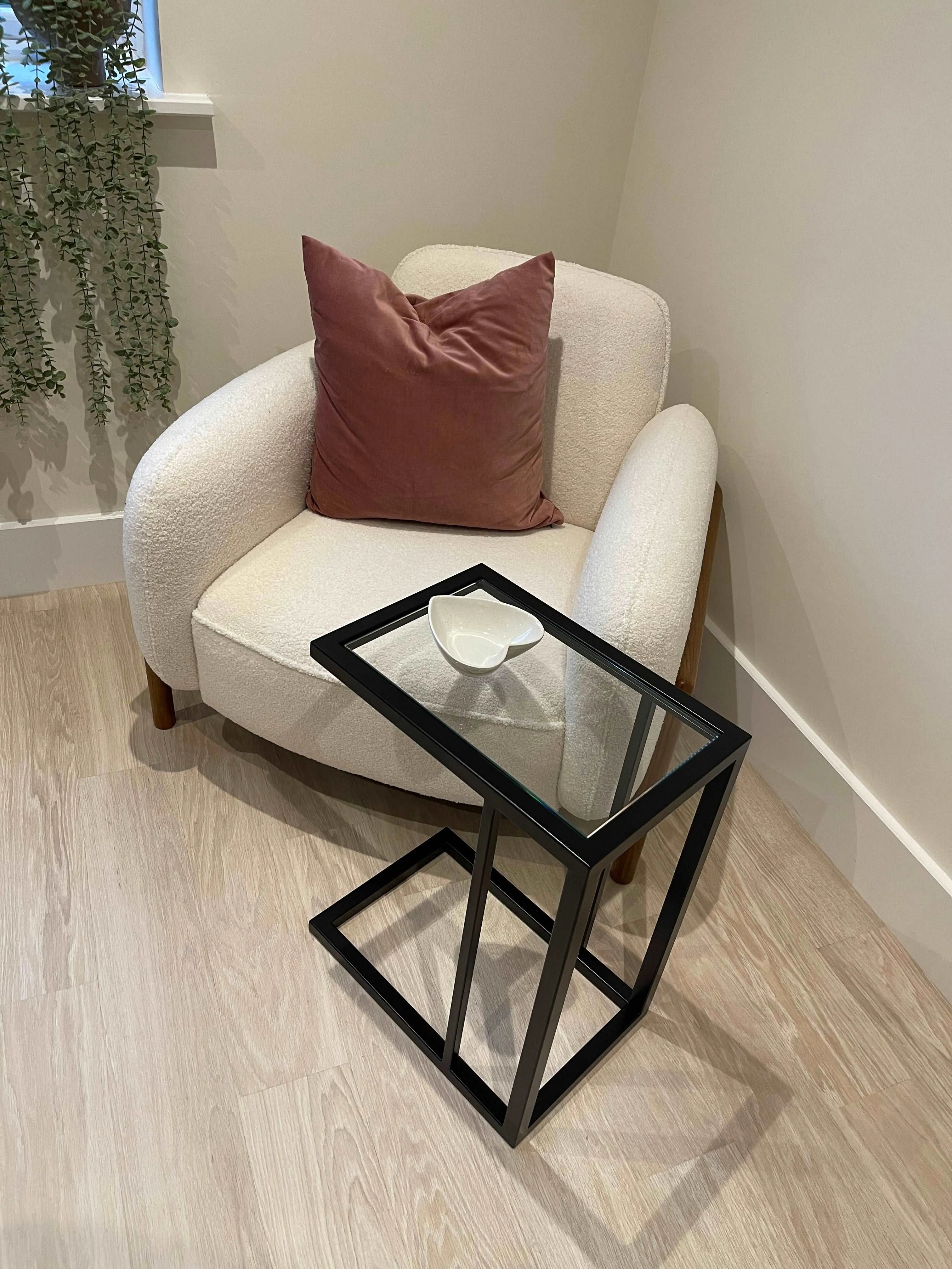 Glass Sofa Side End Table - Black