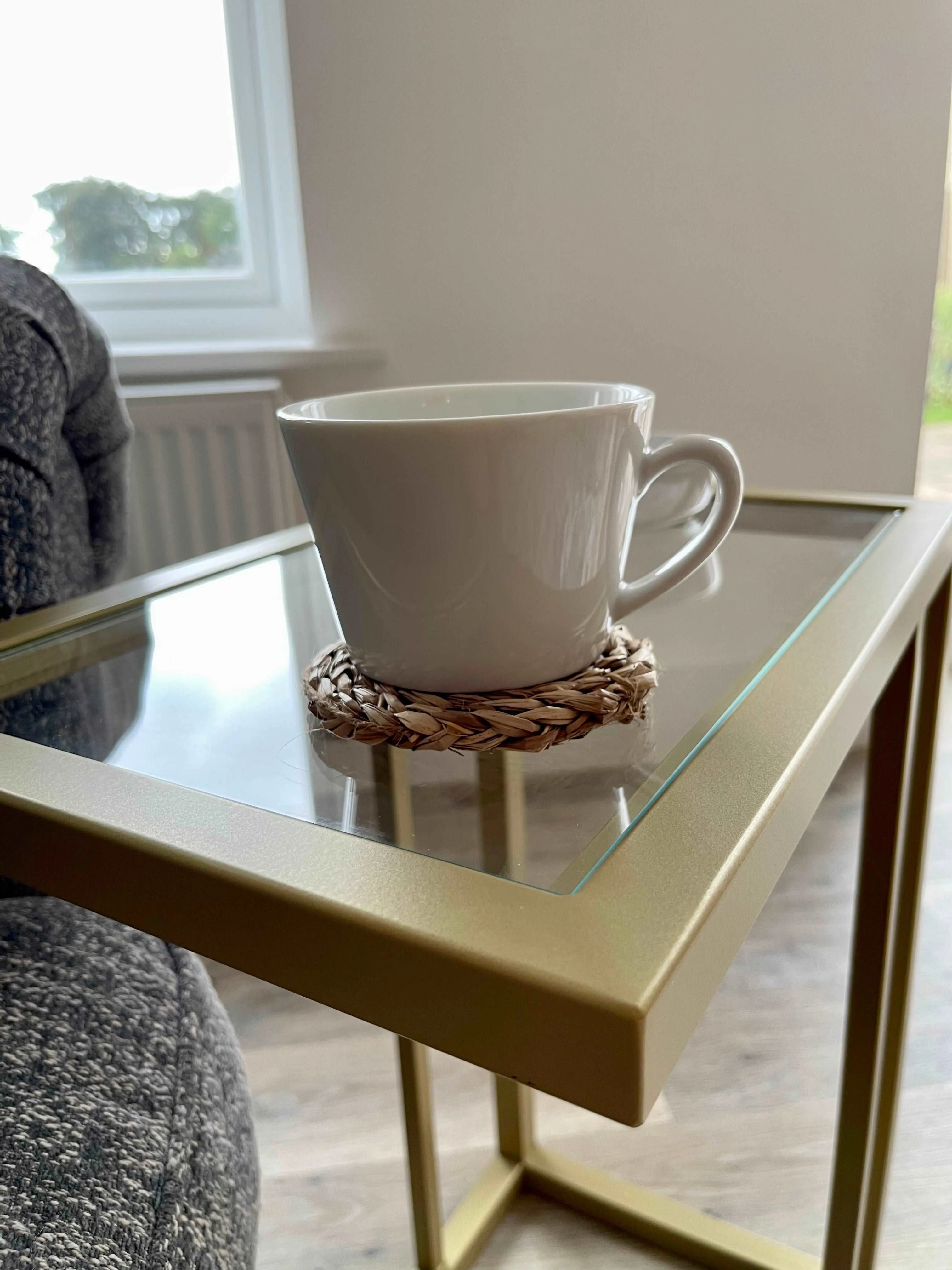 Glass Sofa Side Table - Gold