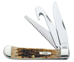 Hunter Trapper Amber Bone Pocket Knife