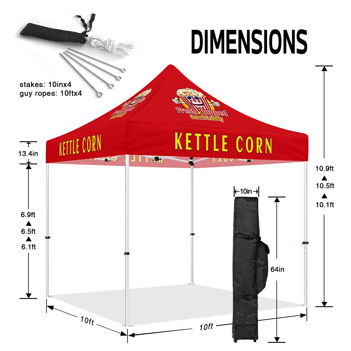 Kettle Corn tent-Kettle Corn 10 x 10 Pop Up Canopy Tent