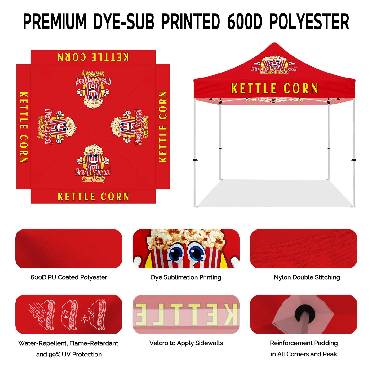 Kettle Corn tent-Kettle Corn 10 x 10 Pop Up Canopy Tent