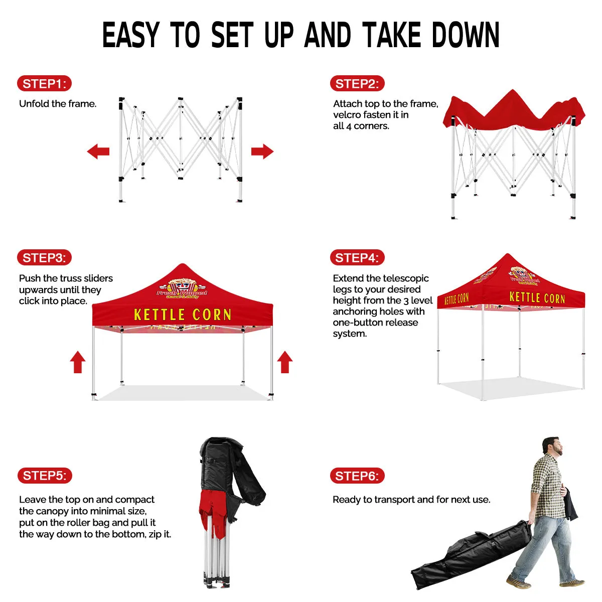 Kettle Corn tent-Kettle Corn 10 x 10 Pop Up Canopy Tent