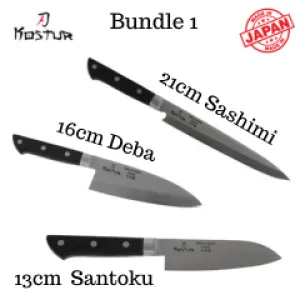 Kostur Classic Knife Bundle 1 | 13cm Santoku, 16cm Deba, 21cm Sashimi