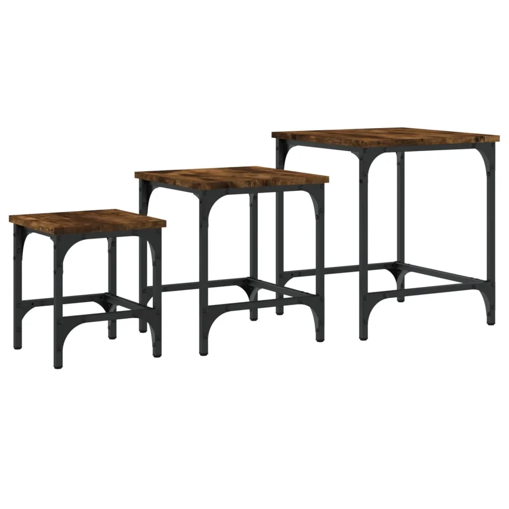 Nesting Coffee Tables 3 pcs Smoked Oak Engineered Wood