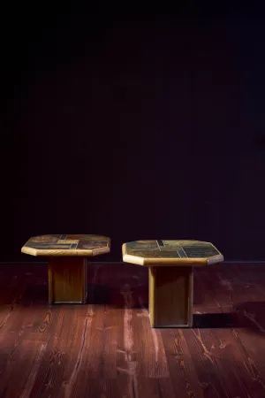 Pair of Mid-Century Slate Drinking Tables