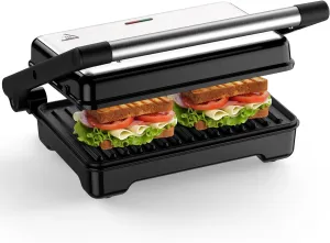 Panini Press OSTBA, Sandwich Press Grill 1200W, XXL Panini Maker with Nonstick Plates, Adjustable Temperature, Opens 180 Degrees, Easy to Clean