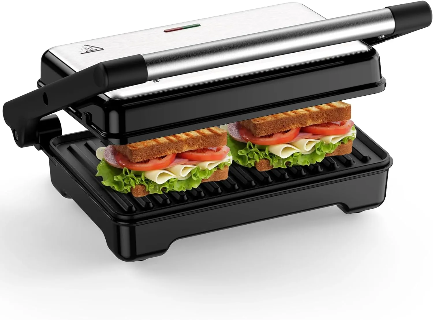 Panini Press OSTBA, Sandwich Press Grill 1200W, XXL Panini Maker with Nonstick Plates, Adjustable Temperature, Opens 180 Degrees, Easy to Clean