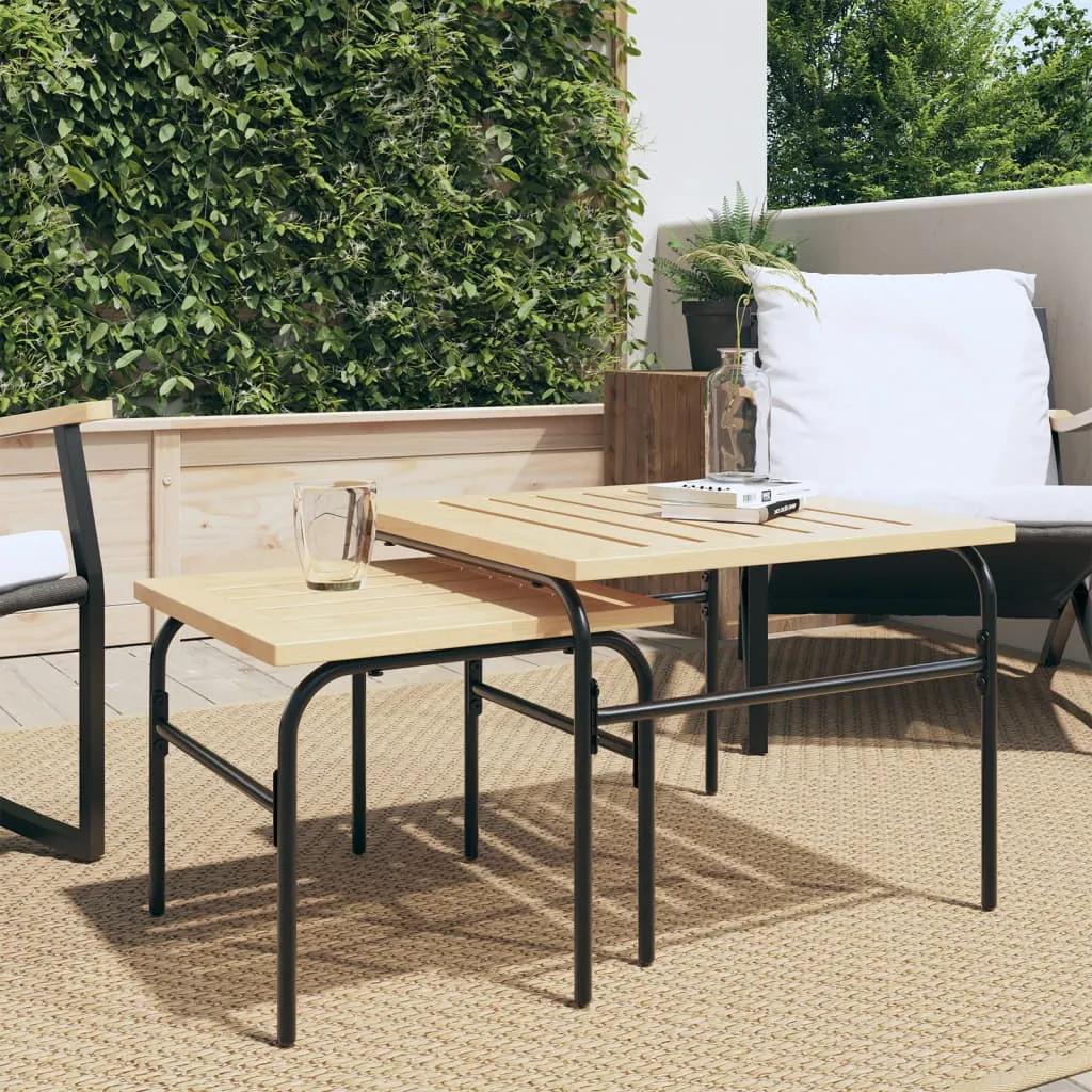 Patio Nest of Coffee Tables 2 pcs Brown and Black Steel