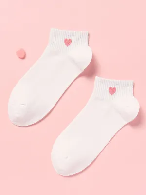 Pink Heart Print Ankle Socks Silly Socks for Women Funky Socks Funny Socks