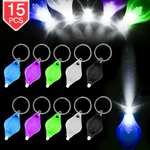 PROLOSO 15 Pcs Mini Flashlights Keychain LED Pocket Flashlights Key Rings Kids Party Favor Toys