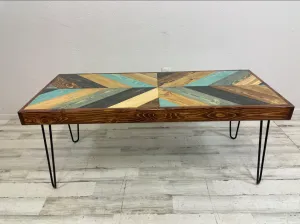 "I Got The Blues" Colliding Chevron Coffee Table