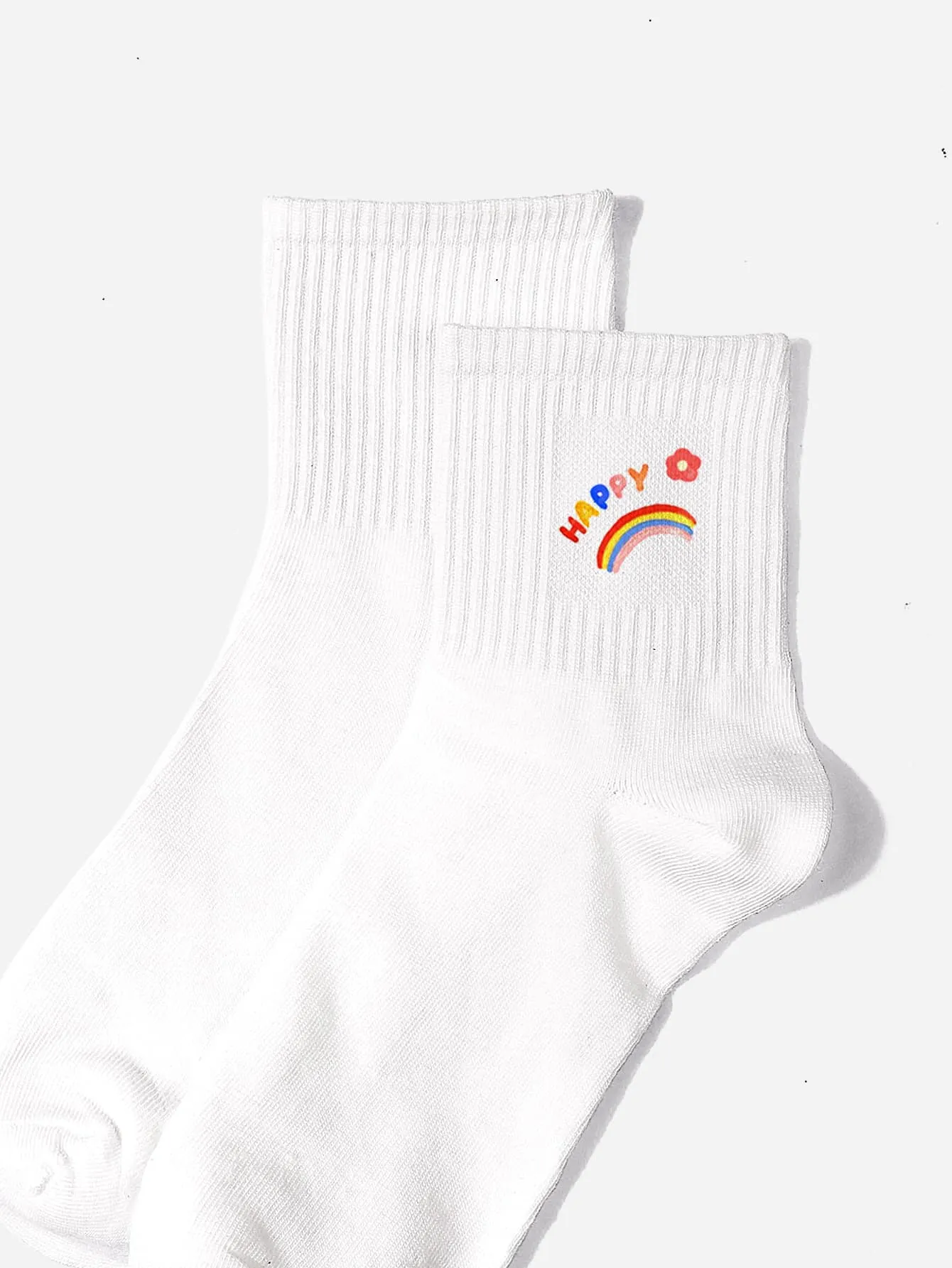 Rainbow Socks Happy Flower Silly Socks for Women Funky Socks Funny Socks Novelty