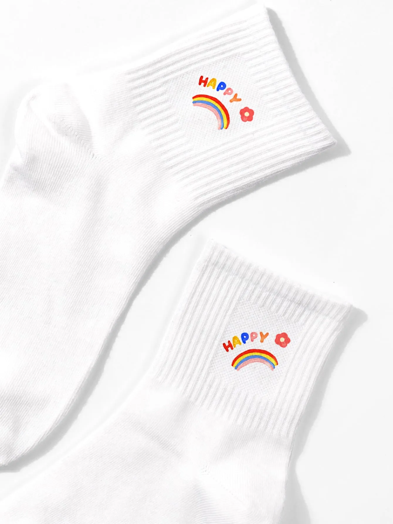 Rainbow Socks Happy Flower Silly Socks for Women Funky Socks Funny Socks Novelty