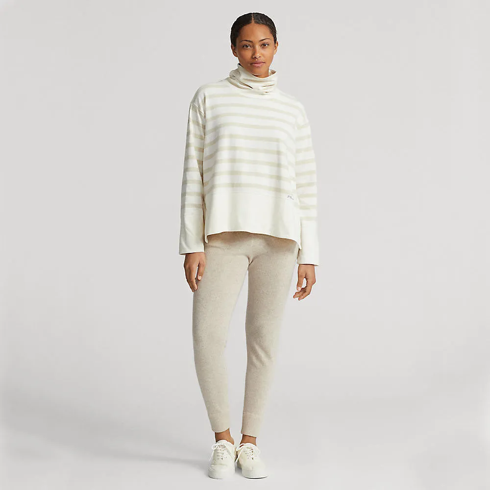 RLX Ralph Lauren Women's Striped Performance Cloud Fleece Pullover - Clubhouse Cream/Basic Sand Stripe