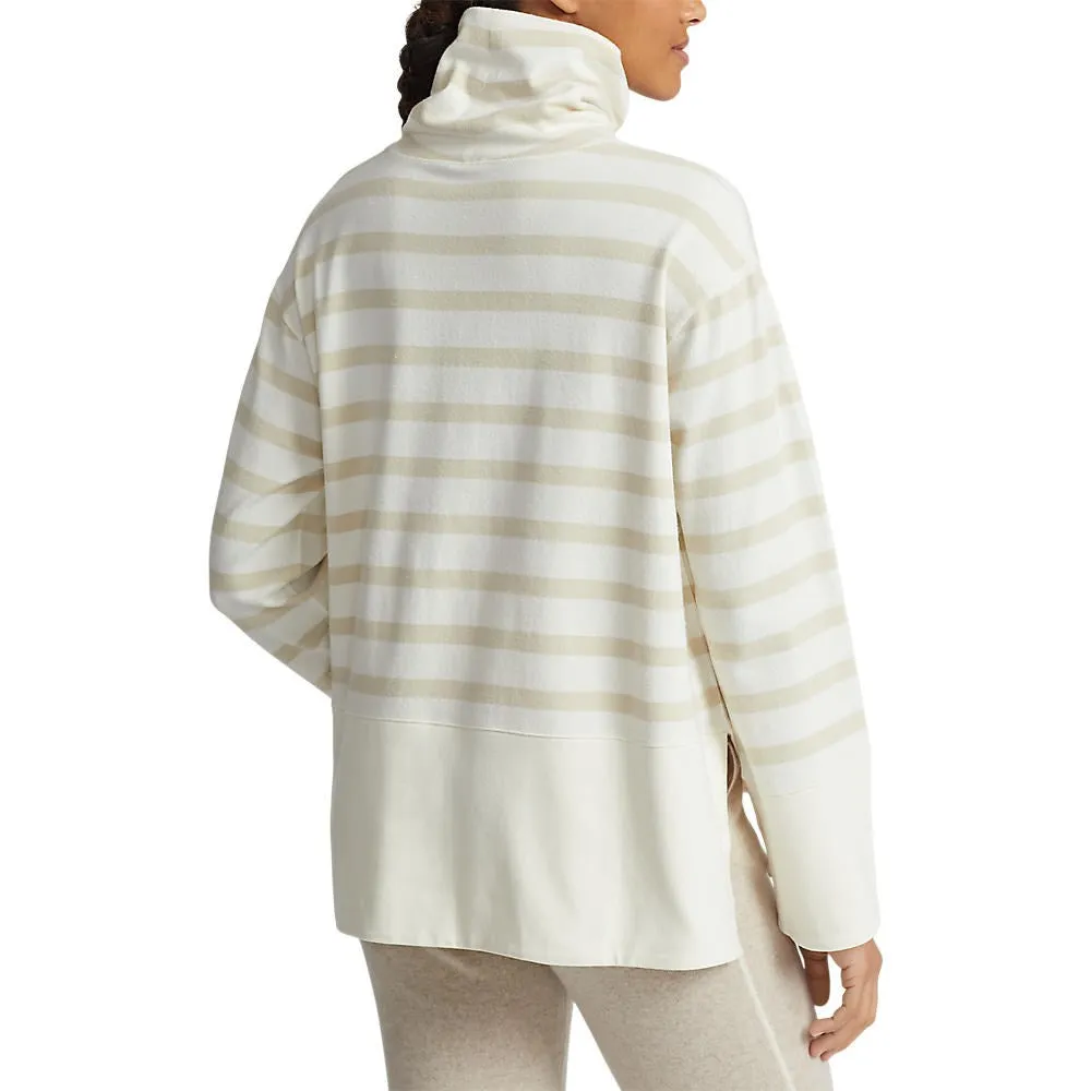 RLX Ralph Lauren Women's Striped Performance Cloud Fleece Pullover - Clubhouse Cream/Basic Sand Stripe