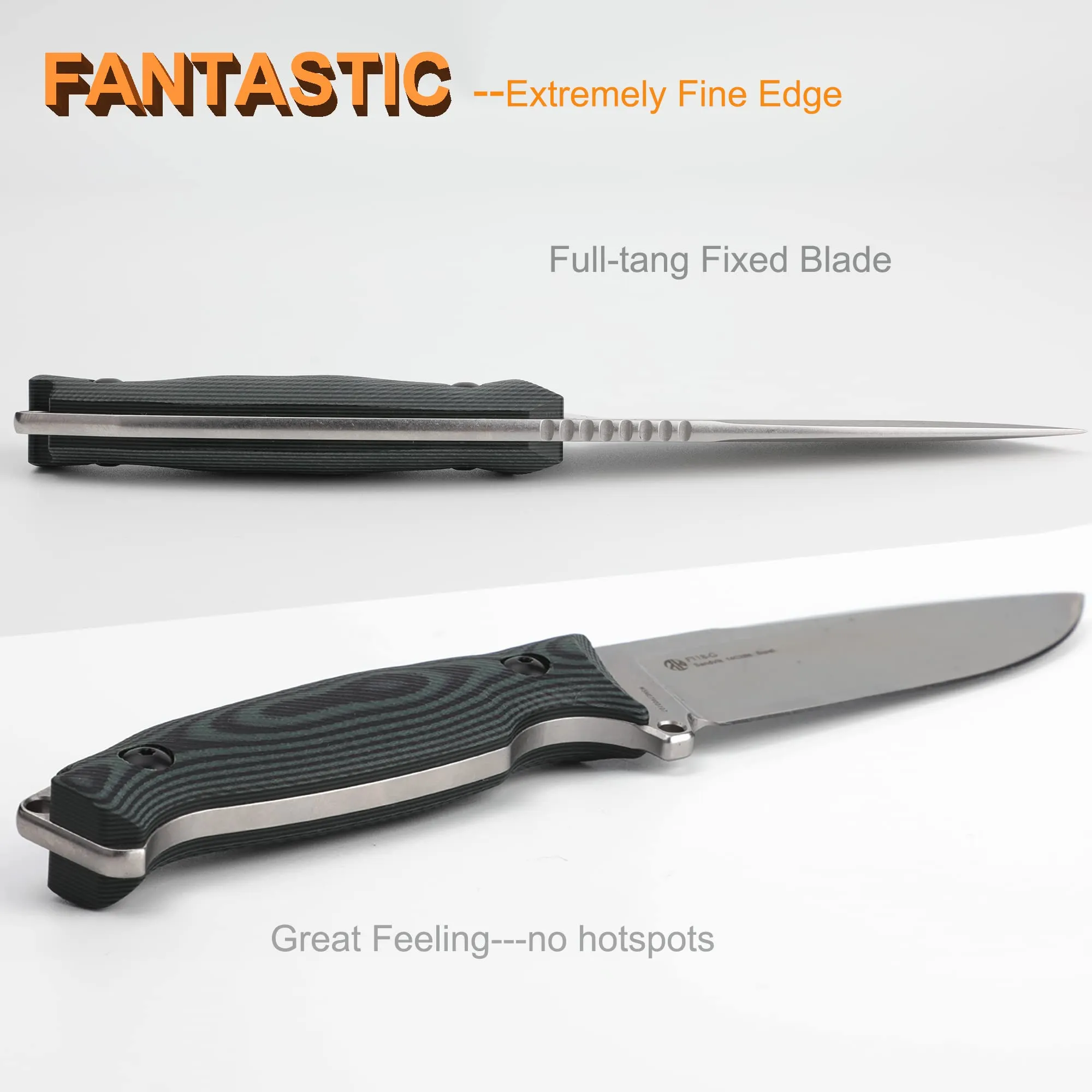 Ruike Camping Small Fixed Blade Knife with Sheath 360 Rotate, 14c28n Tactical Full-tang Large Big Stainless Steel,Hunting Survival Bushcraft Top Hiking Tool,Men EDC Outdoor Belt Hidden Horizontal Case