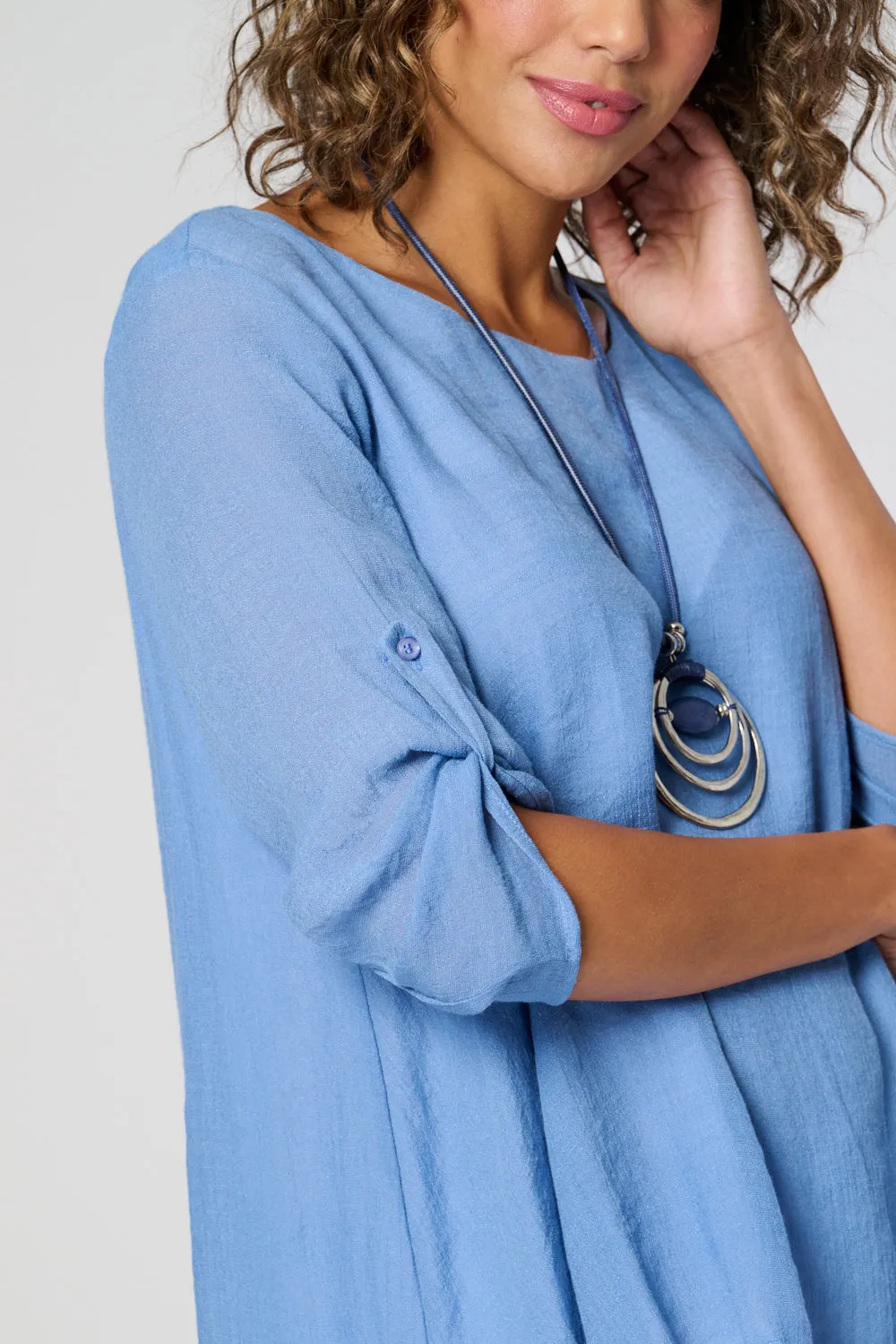 Saloos Contrasting Layers Top with Necklace