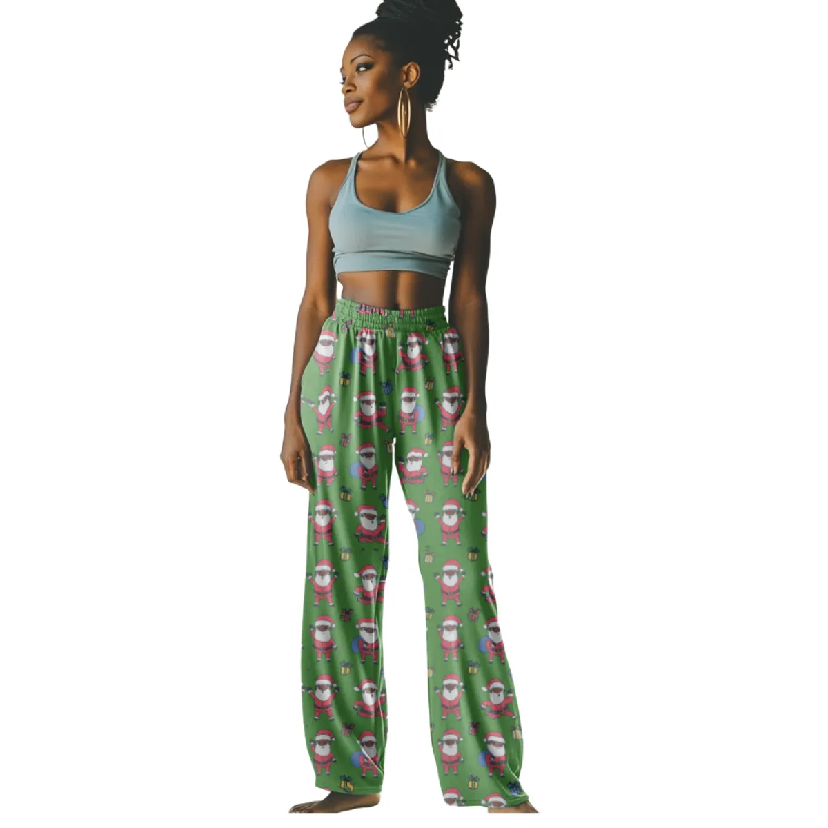 Santa Getting Jiggy  Women's Coral Fleece Pajama Pants