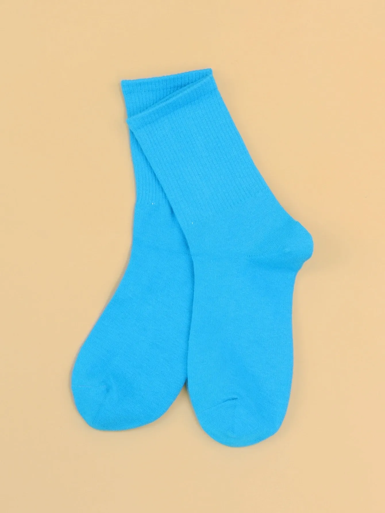 Solid Sky Blue Crew Socks for Women Plain Socks Cozy Socks Fashion Socks