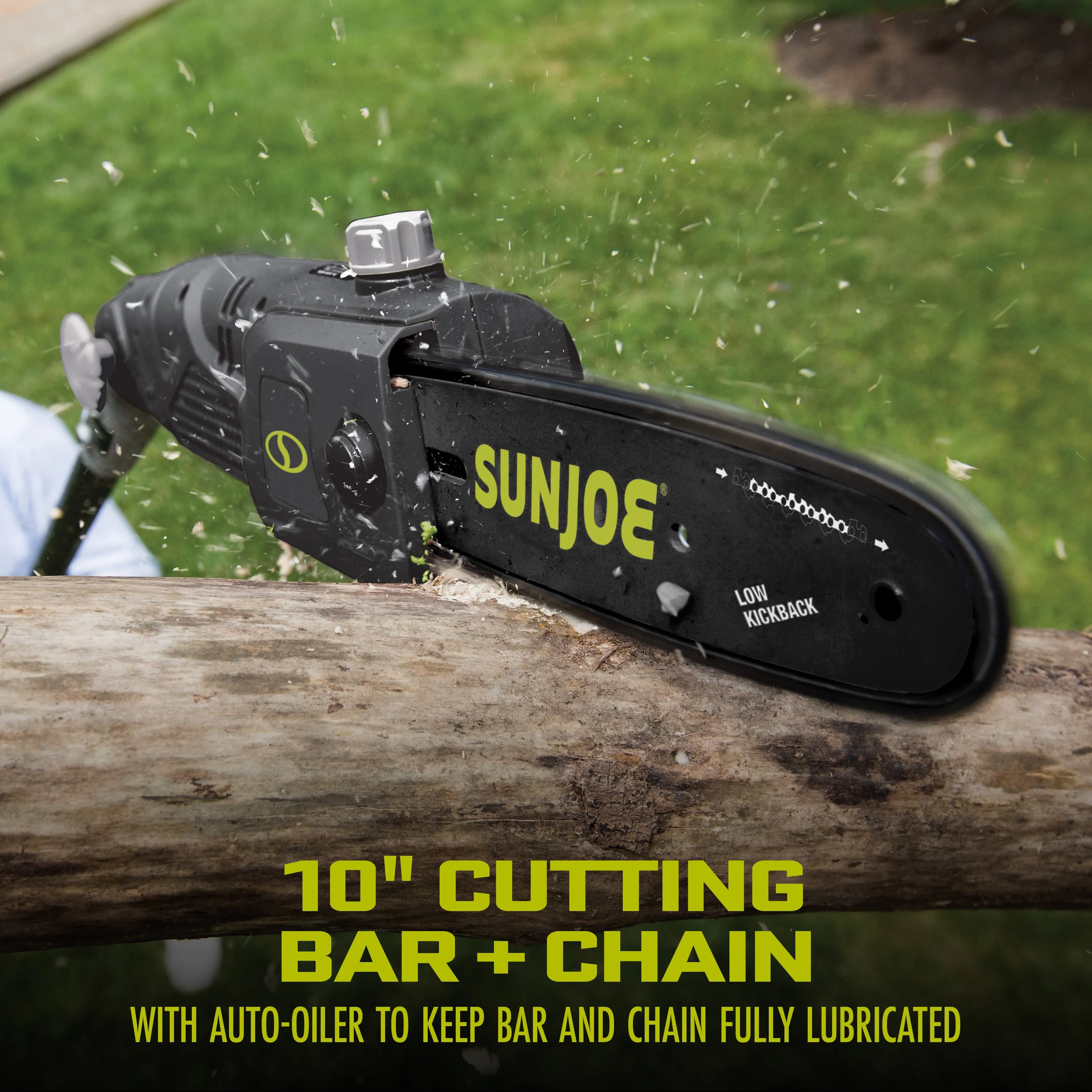 Sun Joe SWJ803E Electric Multi-Angle Pole Chain Saw | 10-Inch | 8.0-Amp (Green)