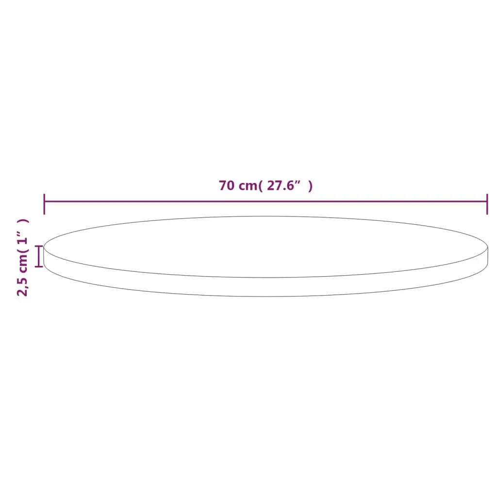 Table Top Ø70x2.5 cm Solid Wood Pine