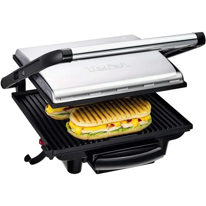 Tefal, Inicio Panini Grill, 2000 Watts, Stainless Steel/Plastic – Gc241D28