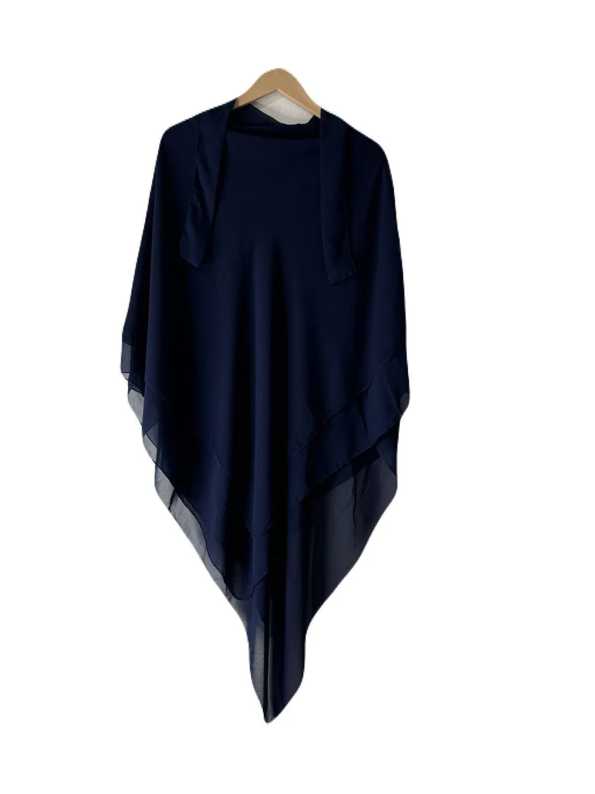 Three Layers Chiffon Khimar Color Navy Blue