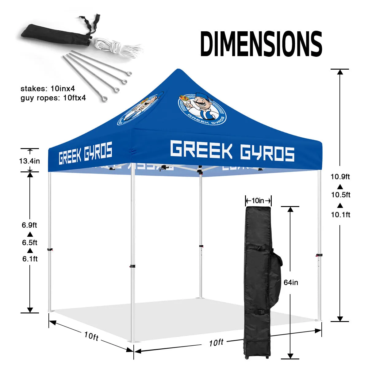 Vendor Tents 10x10-ABLEM8CANOPY Greek Gyros 10x10 Vendor Canopy Tent