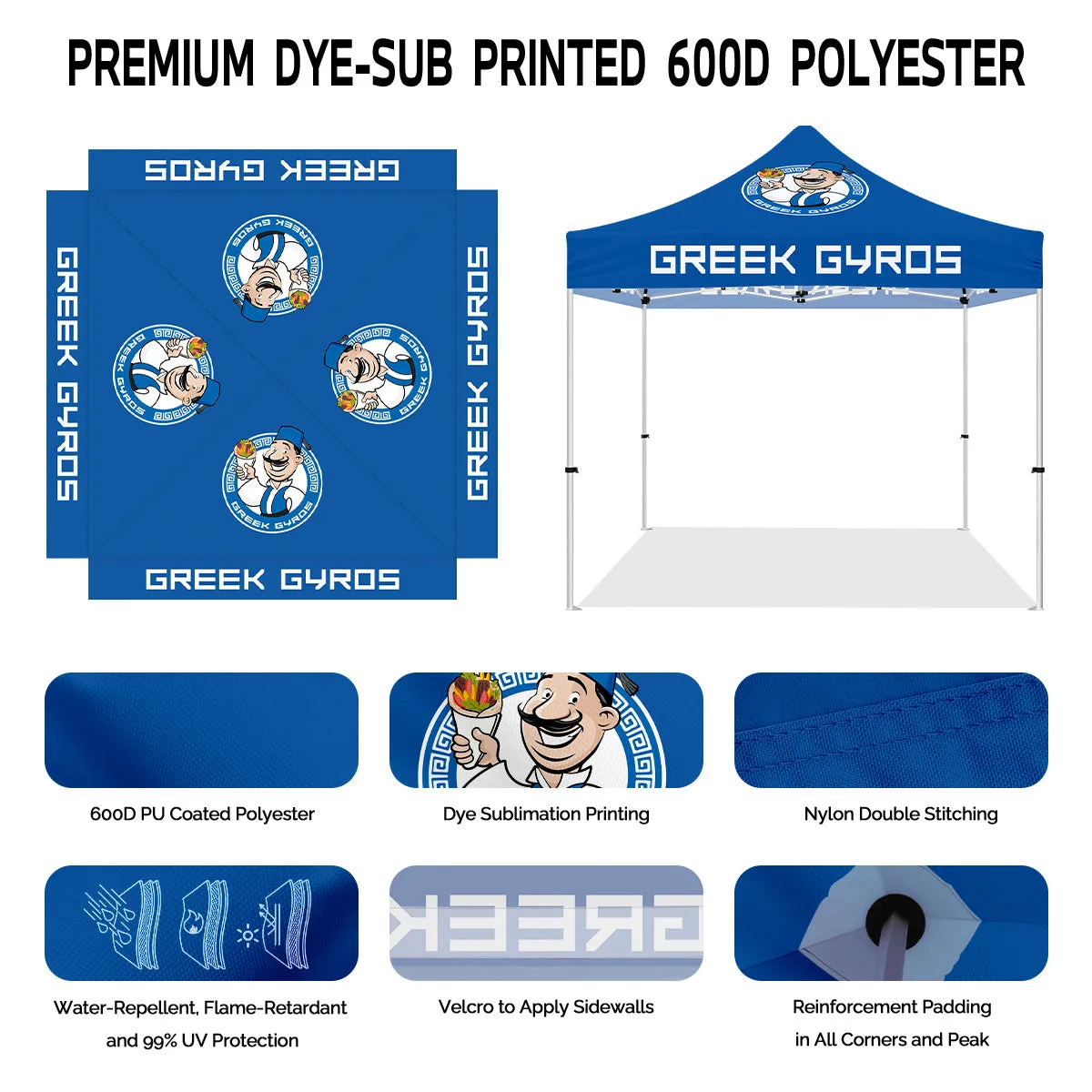 Vendor Tents 10x10-ABLEM8CANOPY Greek Gyros 10x10 Vendor Canopy Tent