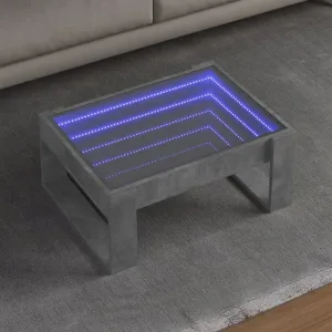 vidaXL Coffee Table with Infinity LED Concrete Grey 70x53x30 cm