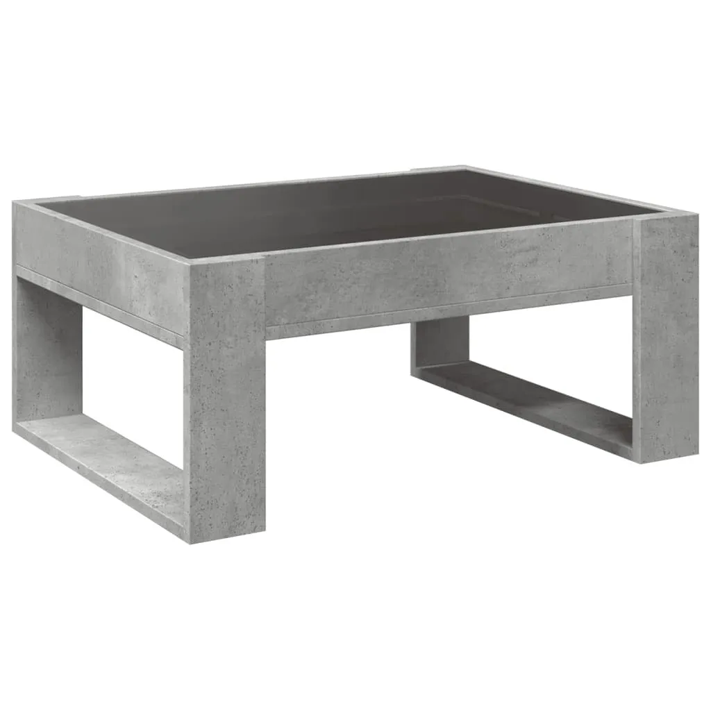 vidaXL Coffee Table with Infinity LED Concrete Grey 70x53x30 cm