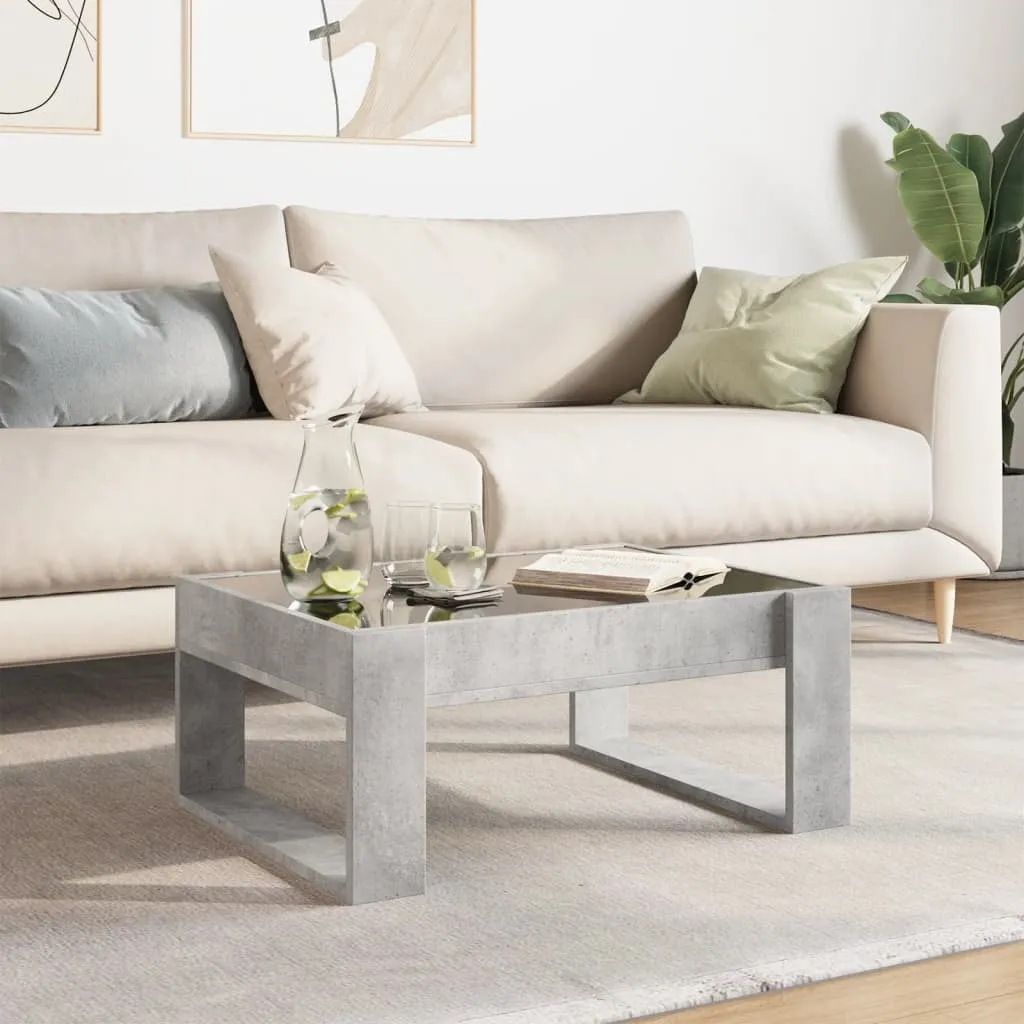 vidaXL Coffee Table with Infinity LED Concrete Grey 70x53x30 cm