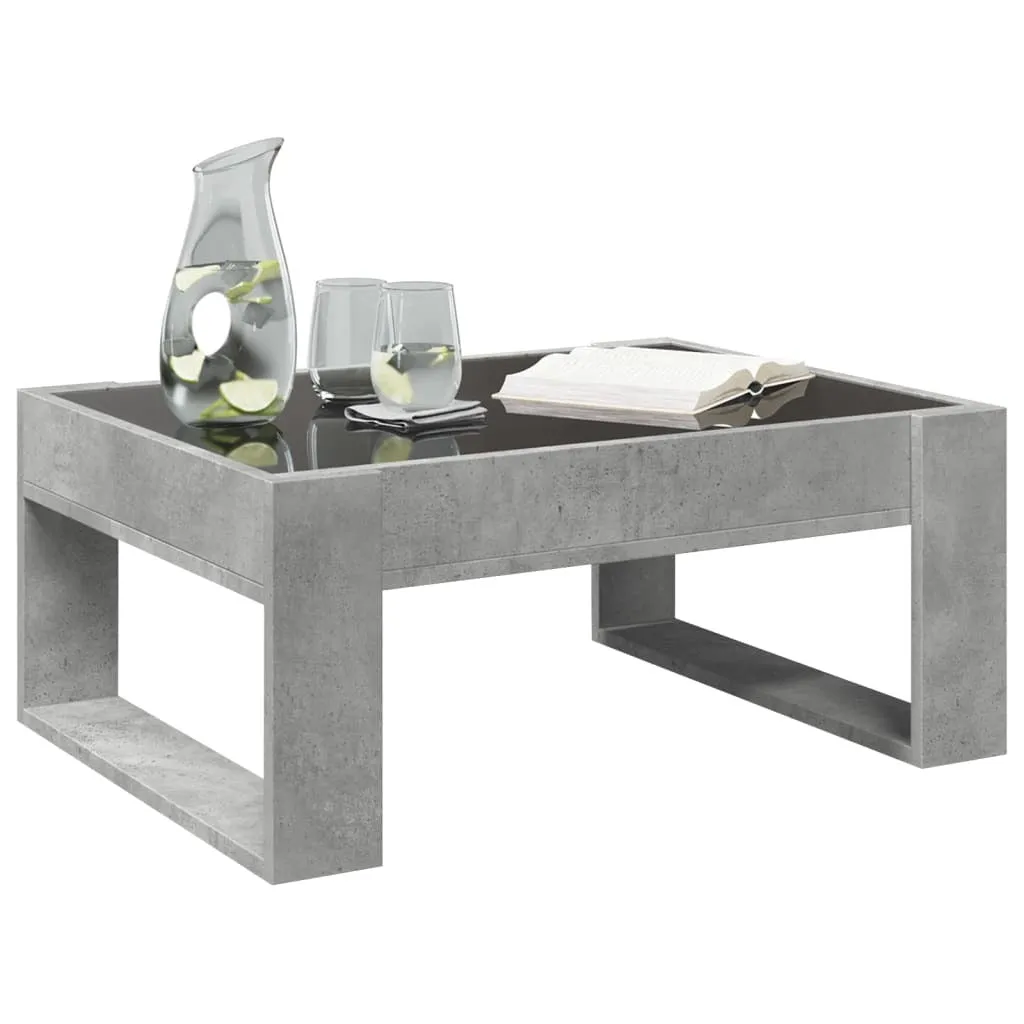 vidaXL Coffee Table with Infinity LED Concrete Grey 70x53x30 cm