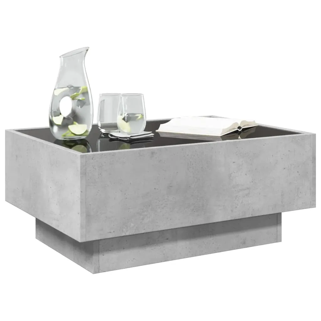 vidaXL Coffee Table with LED Concrete Grey 70x50x30 cm Engineered Wood