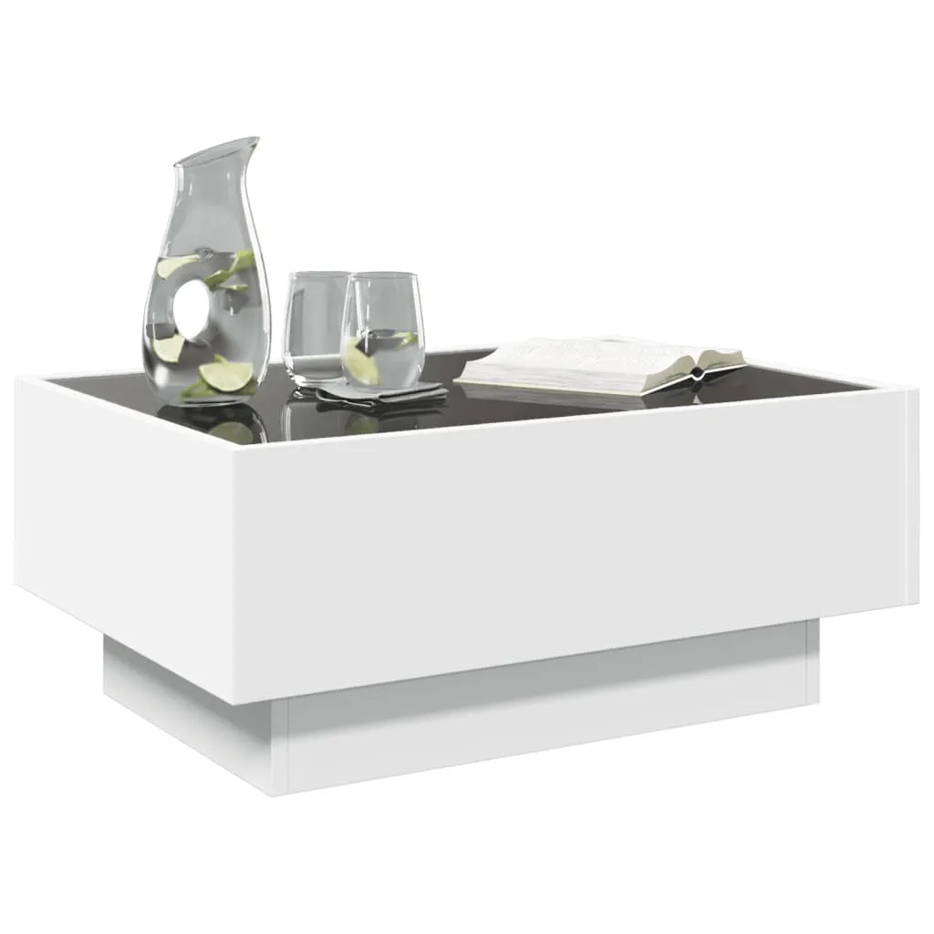 vidaXL Coffee Table with LED White 70x50x30 cm Engineered Wood