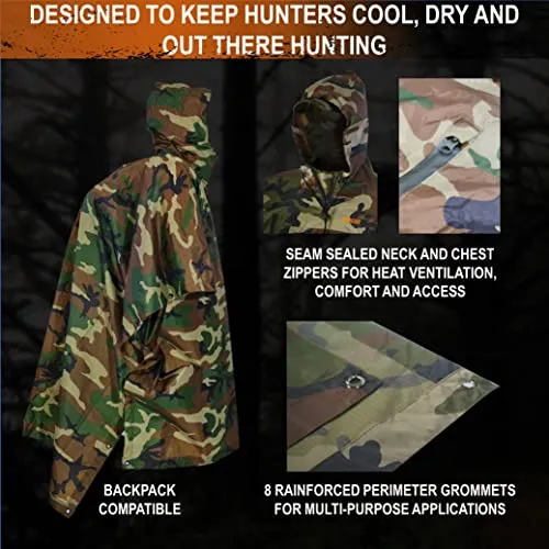 Waterproof Camo Poncho for Men Premium Hunting Gear