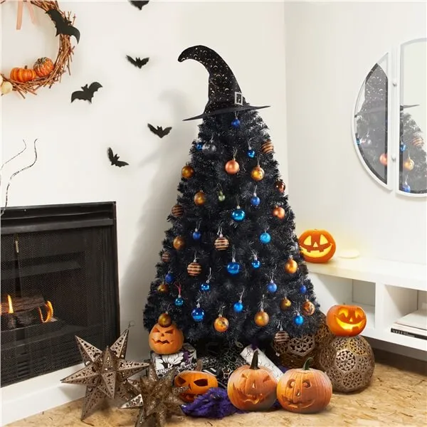 Yaheetech 4.5ft Halloween Black Artificial Christmas Tree