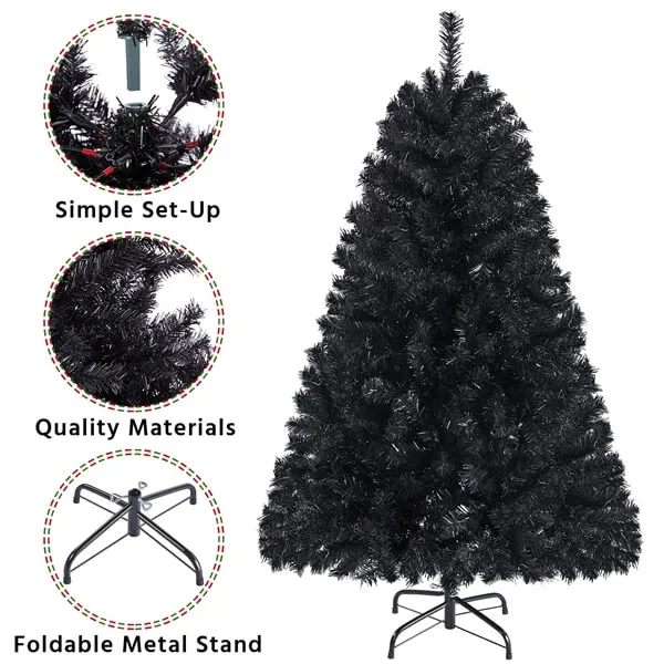 Yaheetech 4.5ft Halloween Black Artificial Christmas Tree