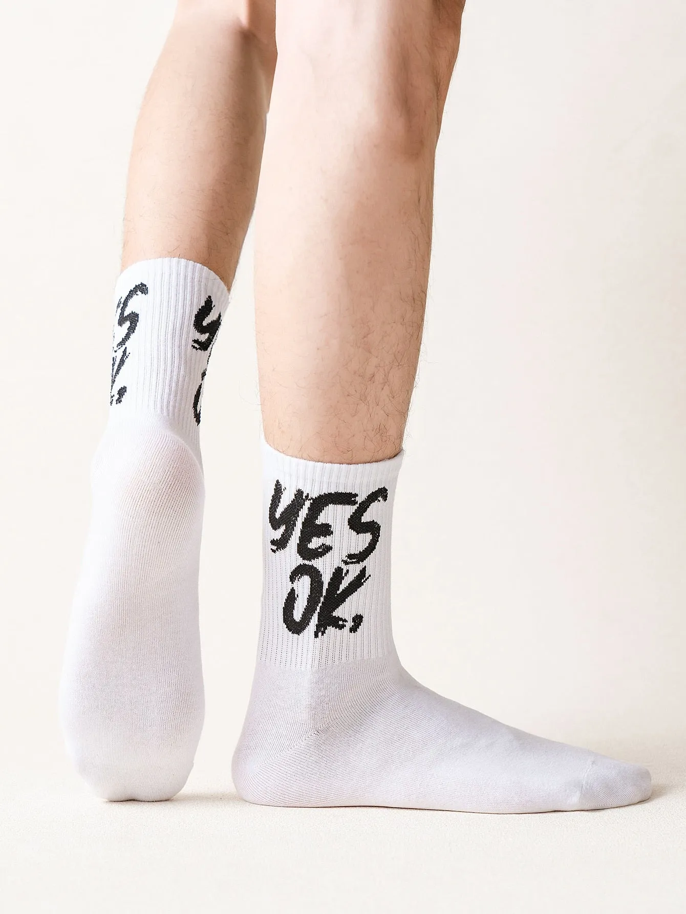 Yes Ok Typography Crew Socks Funny Socks for Men Novelty Socks Funky Socks Gift